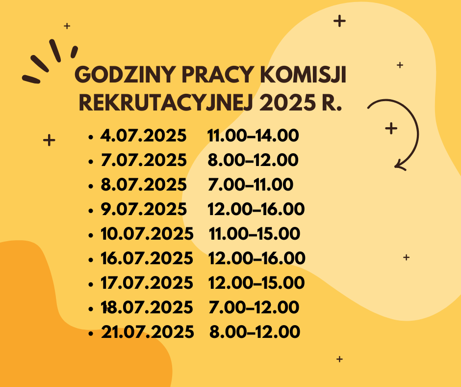 Godziny pracy komisji rekrutacyjnej 2025 r.